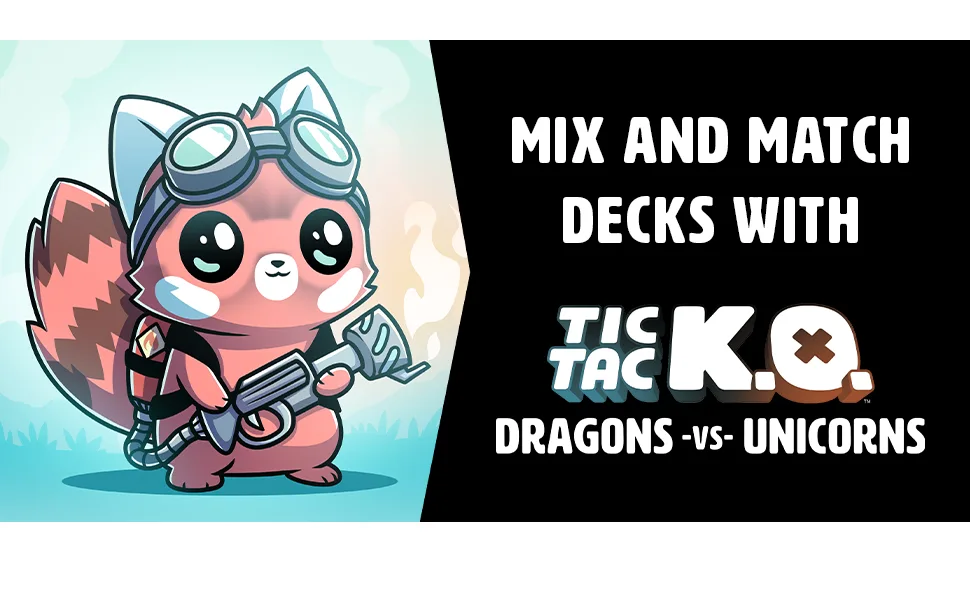 TeeTurtle Tic Tac KO: Cute vs. Evil Base Game - from The Creators of Unstable Unicorns - Secondary banner with art from Tic Tac KO