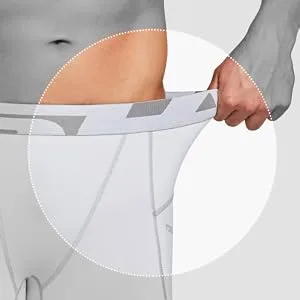 TSLA Men's 3/4 Compression Pants, Running Workout Tights, Cool Dry Capri Athletic Leggings, Yoga Gym Base Layer Control Capris White Large - Elastic Waistband