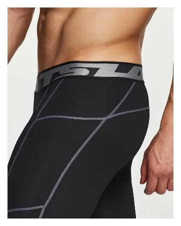 TSLA Men's 3/4 Compression Pants, Running Workout Tights, Cool Dry Capri Athletic Leggings, Yoga Gym Base Layer Control Capris White Large - MUP49_Detail Cut_BS