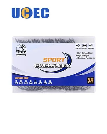UCEC Circle Hooks Fishing Hooks 2X Strong Customized Offset Sport Circle Hooks Black High Carbon Steel Octopus 150pcs/box - Size:#1 1/0 2/0 3/0 4/0 5/0 6/0 8/0 - catfishing tackle