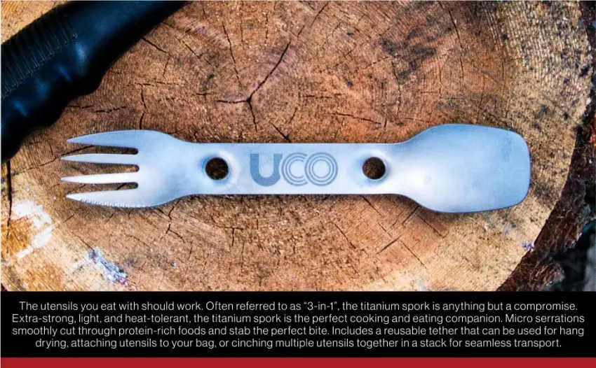 UCO 3-In-1 Titanium Spork Camping Spoon-Fork-Knife Utensil - utensils