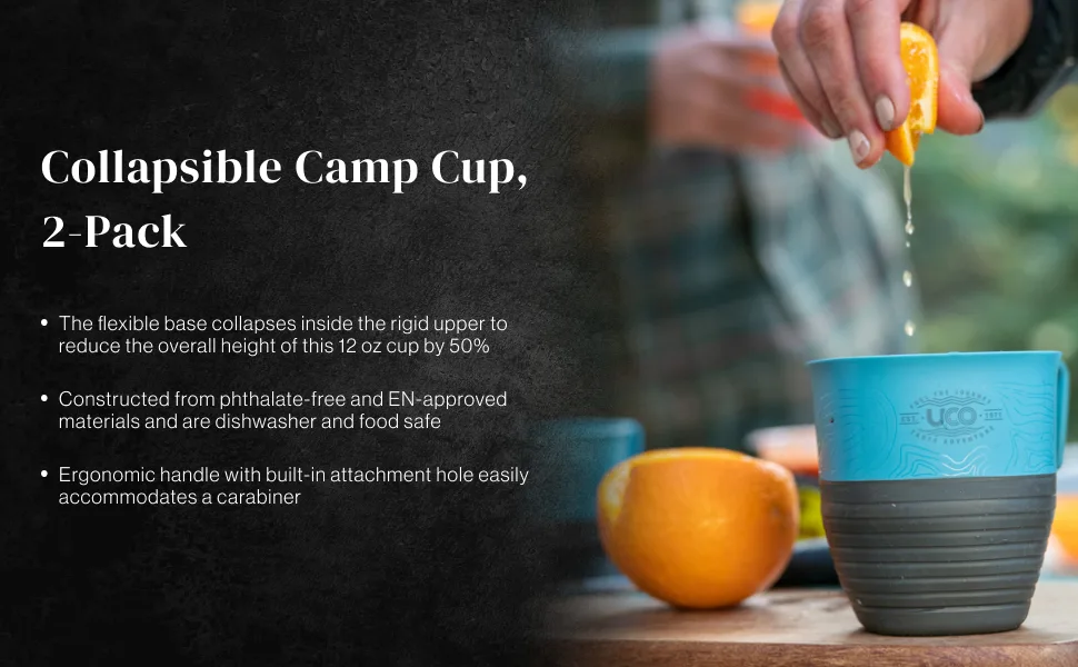 UCO Collapsible Cup for Hiking, Backpacking, and Camping, 2-Pack Classic Blue / Venture - COLLAPSIBLE CAMP CUP