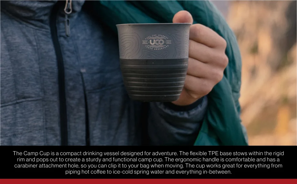 UCO Collapsible Cup for Hiking, Backpacking, and Camping, 2-Pack Classic Blue / Venture - features