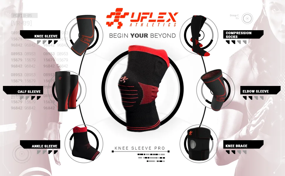 UFlex Athletics Knee Brace Support Sleeve with Side Stabilizers and Patella Padding for Post Surgery, Knee Replacement Treatment, ACL, MCL, Meniscus Tears, Arthritis, Tendonitis -Single Wrap Small - Uflex Knee Sleeve PRO