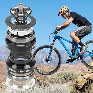 VGEBY Bicycle Headset, Bike Bearing Headset Solid Aluminum Alloy Bicycle Tapered Stack Headset Head Tube Straight Steerer Fork Bearing(Black) 1 1/8 Headset Threadless BMX Headset - Bicycle Headset