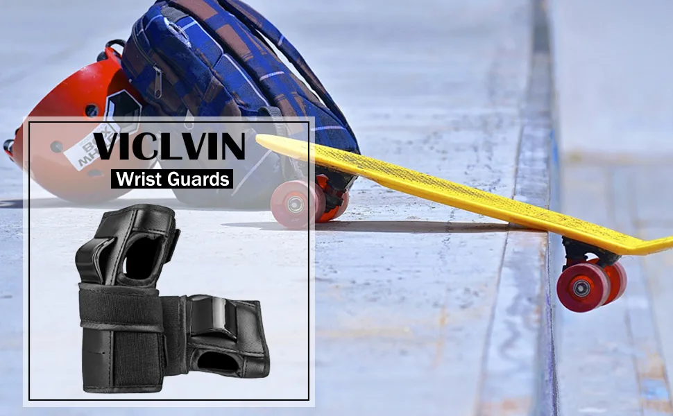 viclvin Wrist Guards with Palm Protection Pads for Adults and Kids, Adjustable Wrist Palms Protective Gear for Skateboarding, Longboarding, Roller Blading, Inline Skating, Snowboarding Medium - Wrist Guards