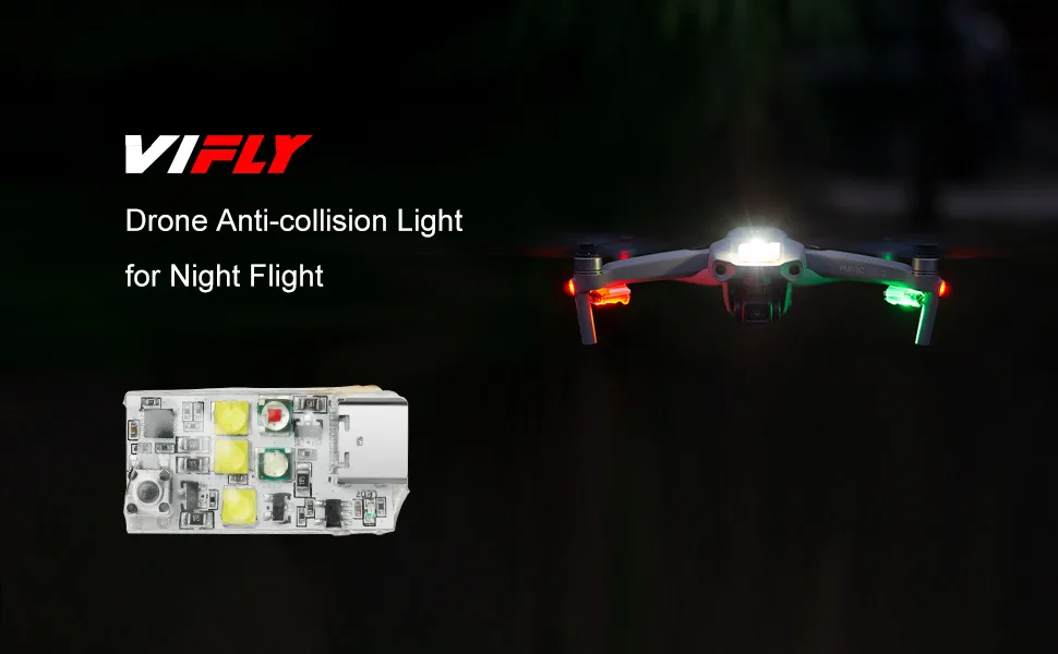 VIFLY Drone Strobe Light, Anti Collision Light for FAA Drone Night Flying, Fits DJI Mini 3 Pro/Mini 2/Mini SE/Air 2S/Mavic Air 2/Mavic 3/Mavic 2 (1pc Pack) - VIFLY Drone Strobe Light