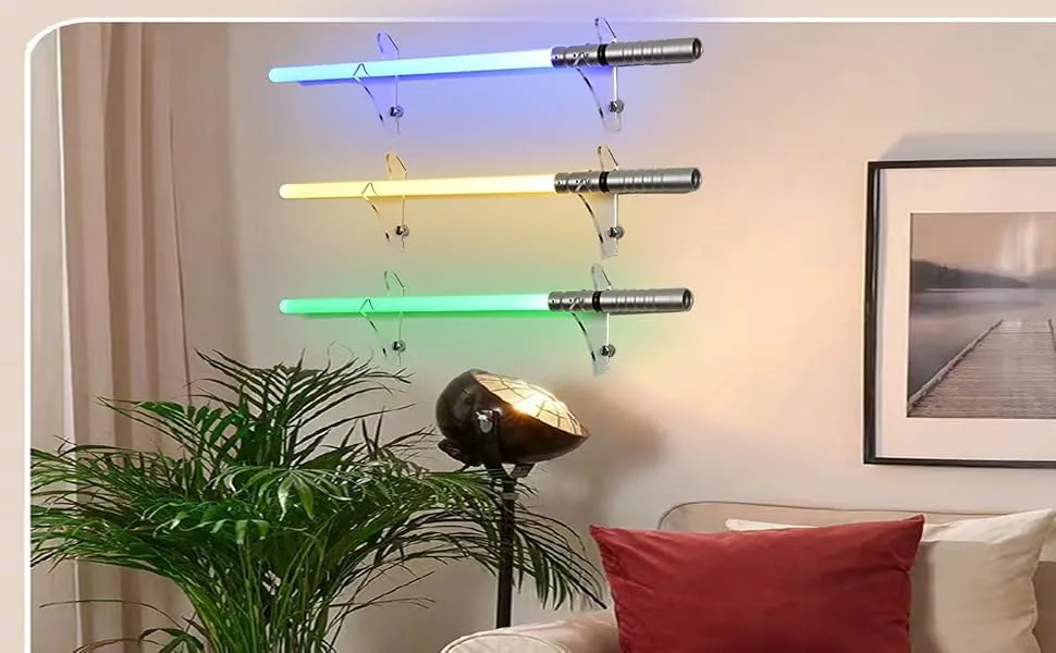 WANLIAN Lightsaber Rack, Wall-Mounted Lightsaber Rack, Suitable for Swords, 1 Pair of Lightsaber Sabers Transparent - Sword stand fixed stand