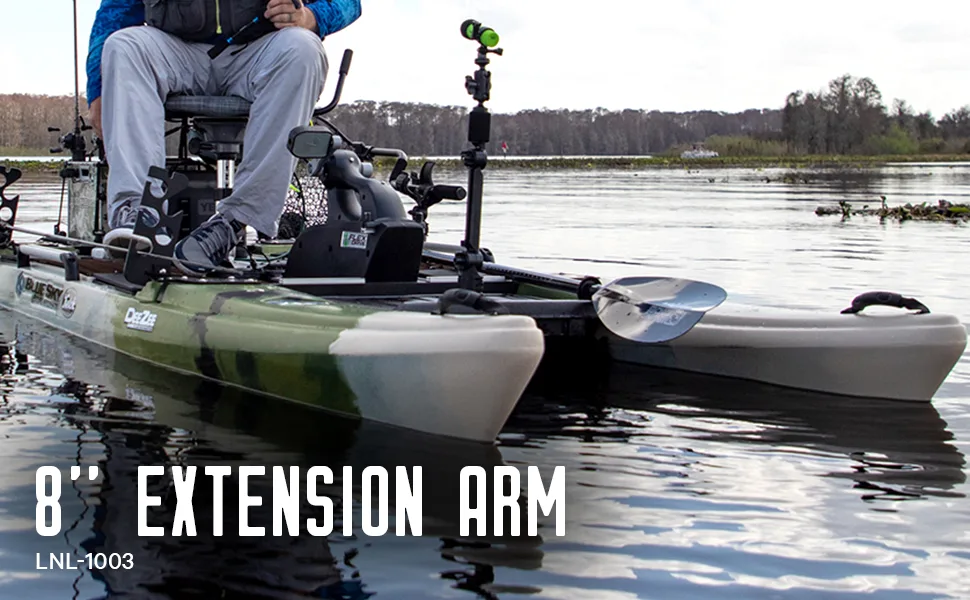 YakAttack 8" Extension Arm for LockNLoad Track Mounted Accessories - Fits Rod Holders, Fish Finder Mounts and More - yakattack 8 inch extension arm lnl-1003