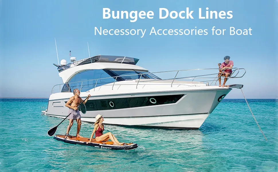 Bling Bling Bungee Dock Line Mooring Rope 3.5 ft Black 2 Pack - boat accessories