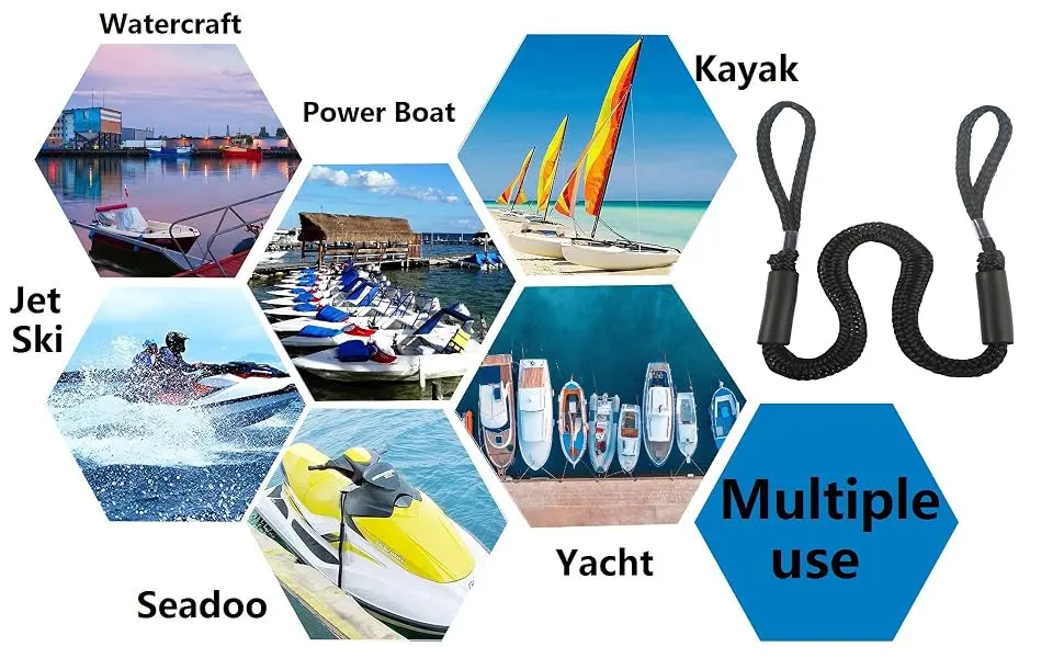 Bling Bling Bungee Dock Line Mooring Rope 3.5 ft Black 2 Pack - inflatable pontoons