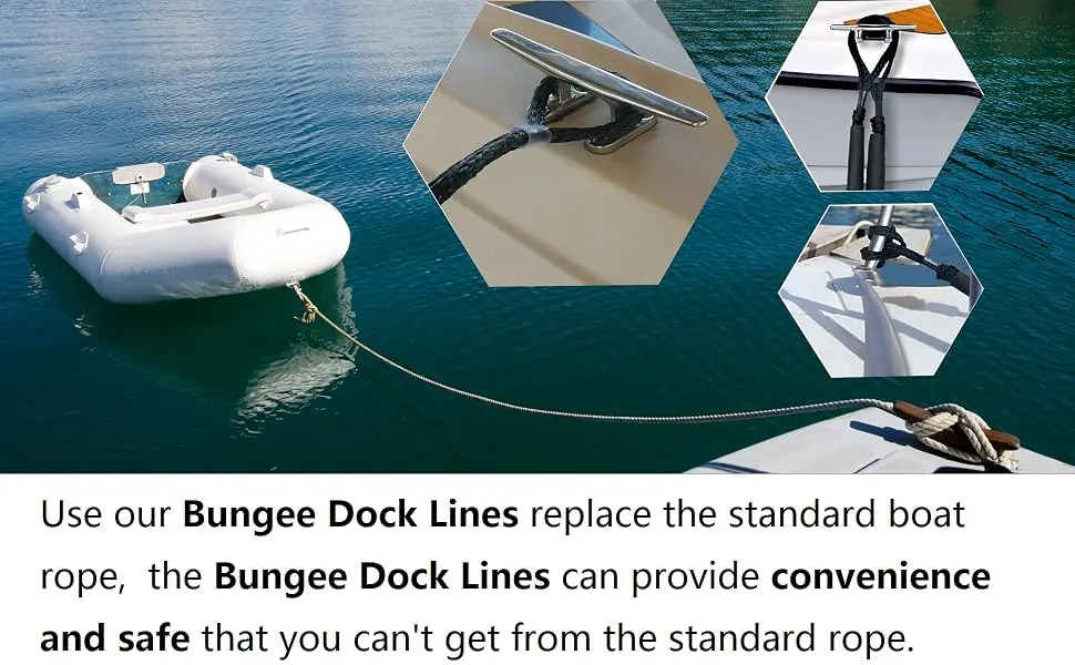 Bling Bling Bungee Dock Line Mooring Rope 3.5 ft Black 2 Pack - towable backhoe