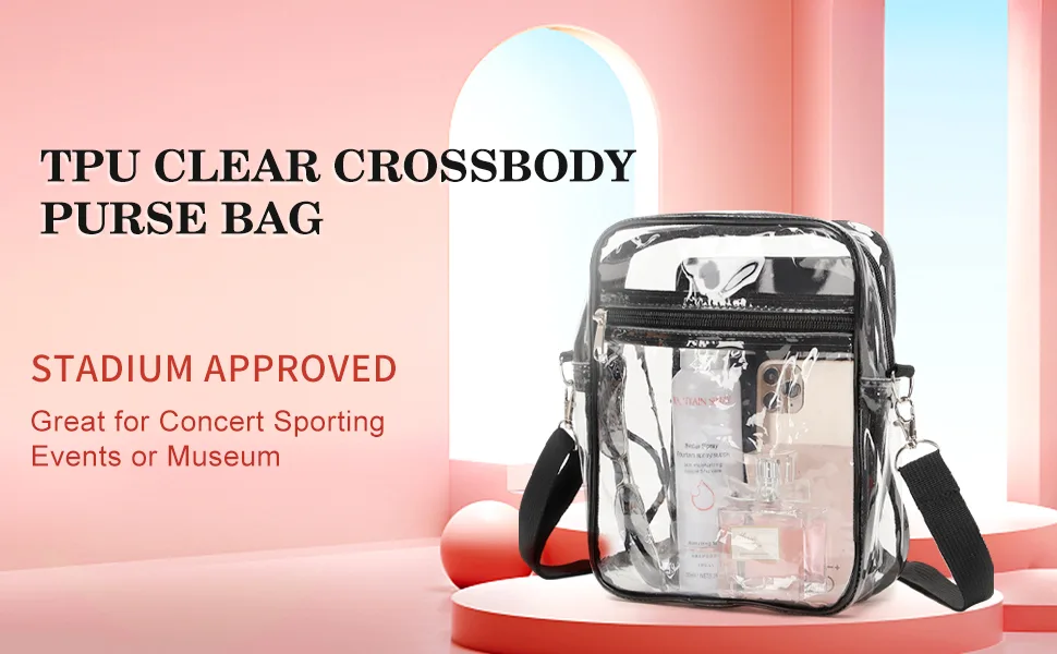 YCBB Clear Bag Stadium Approved Clear Purse with Adjustable Shoulder Strap for women 8.8 Inch-clear Purse - product information 1
