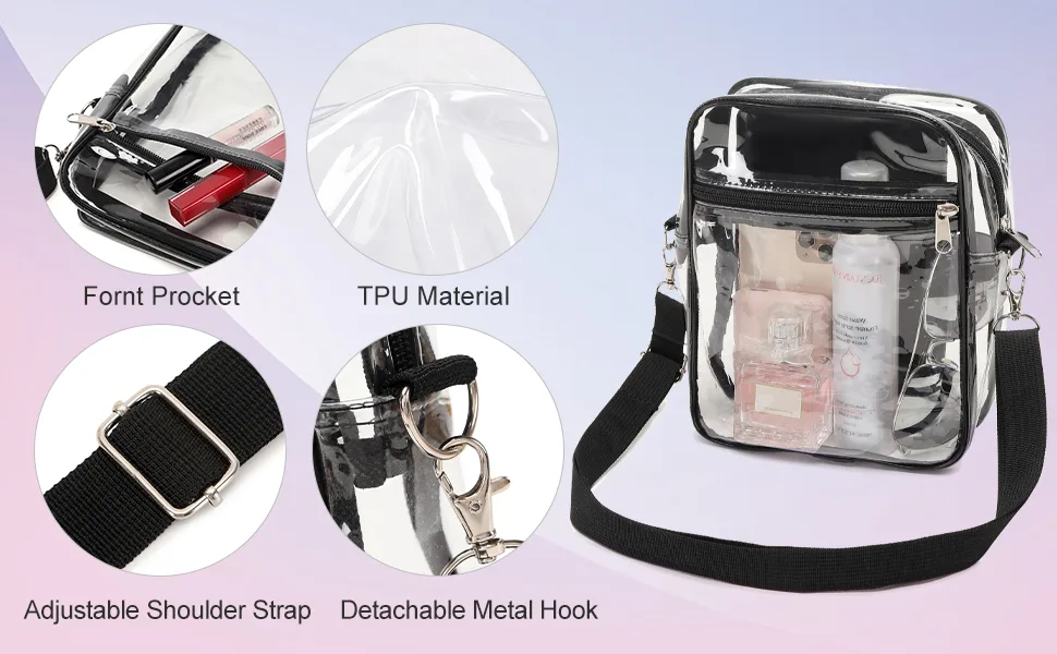 YCBB Clear Bag Stadium Approved Clear Purse with Adjustable Shoulder Strap for women 8.8 Inch-clear Purse - product information 3