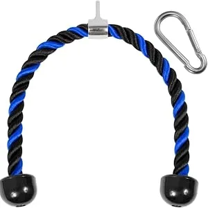 Yes4All Deluxe Tricep Rope Cable Attachment, 27 & 36 inch with 4 Colors, Exercise Machine Attachments Pulley System Gym Pull Down Rope with Carabiner A. 27 inch - Black - tricep rope