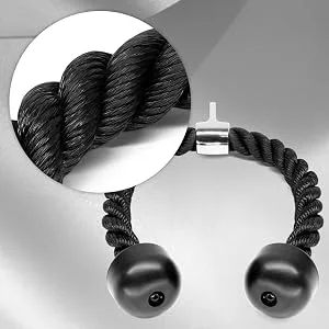 Yes4All Deluxe Tricep Rope Cable Attachment, 27 & 36 inch with 4 Colors, Exercise Machine Attachments Pulley System Gym Pull Down Rope with Carabiner A. 27 inch - Black - Tricep Rope Pull Down