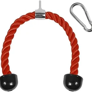 Yes4All Deluxe Tricep Rope Cable Attachment, 27 & 36 inch with 4 Colors, Exercise Machine Attachments Pulley System Gym Pull Down Rope with Carabiner A. 27 inch - Black - tricep rope pull down