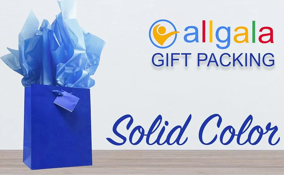 allgala 100-Sheet 20x26 Inch Tissue Gift Wrapping Craft Crepe Paper-Turquoise-GP51012 - solid color blue gift bags