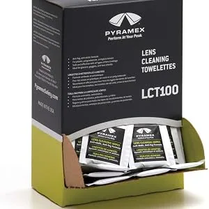 Pyramex Safety Individually Packaged Lens Cleaning Towelettes, No Streaks, 100 Piece - product information 1