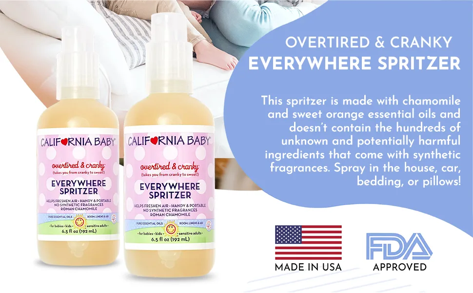 California Baby Aromatherapy Spritzer - Overtired & Cranky, 6.5 oz - Aromatherapy Spritzer: