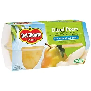 Del Monte Diced Pears, No Sugar Added, 16 oz - diced pears