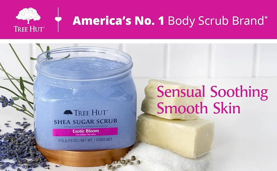 Tree Hut Exotic Bloom Shea Sugar Scrub, 18 oz, Ultra Hydrating and Exfoliating Scrub for Nourishing Essential Body Care - Tree Hut Shea Sugar Scrub Exotic Bloom