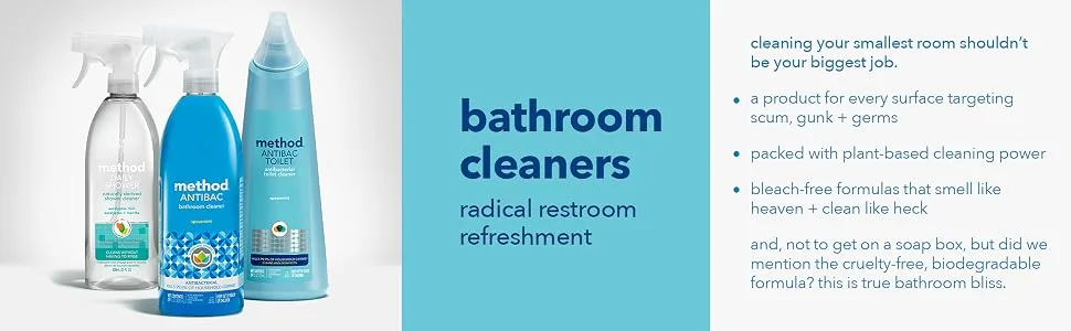 Method Bathroom Cleaner, Removes Mold + Mildew Stains, Eucalyptus Mint, 28 Fl Oz - bathroom cleaner, antibacterial spray, bleach free cleaners, cleaning sprays, method cleaners