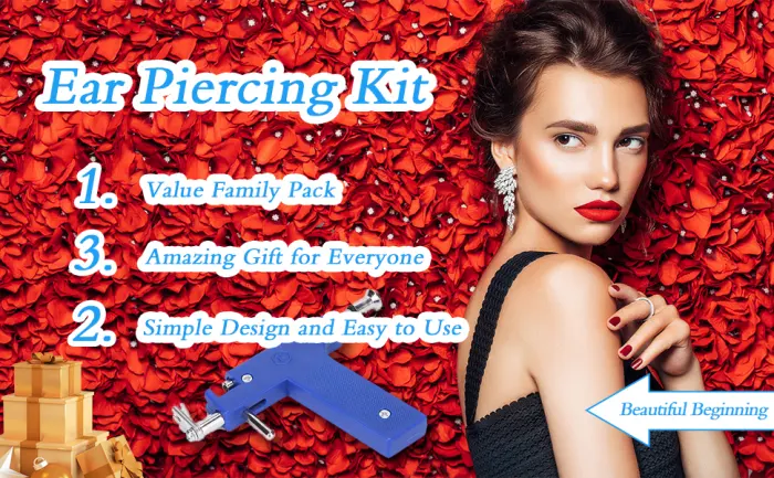 (98 Pcs) Ear Piercing Kit Tool Set with Ears Studs and Silicone Backs, Professional Painless Hole Tool Kit, Stainless Steel Piercing Tool Kit - product information 2