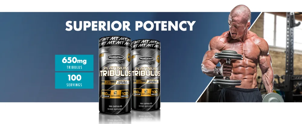 MuscleTech Essential Series 100%, Tribulus, 100 Count - platinum tribulus header
