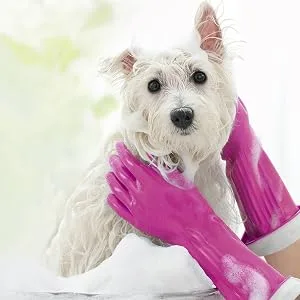Playtex Living Reuseable Rubber Cleaning Gloves (Medium, 3 Pairs), Premium Protection Reusable Household Gloves Medium (Pack of 3) - dog wash