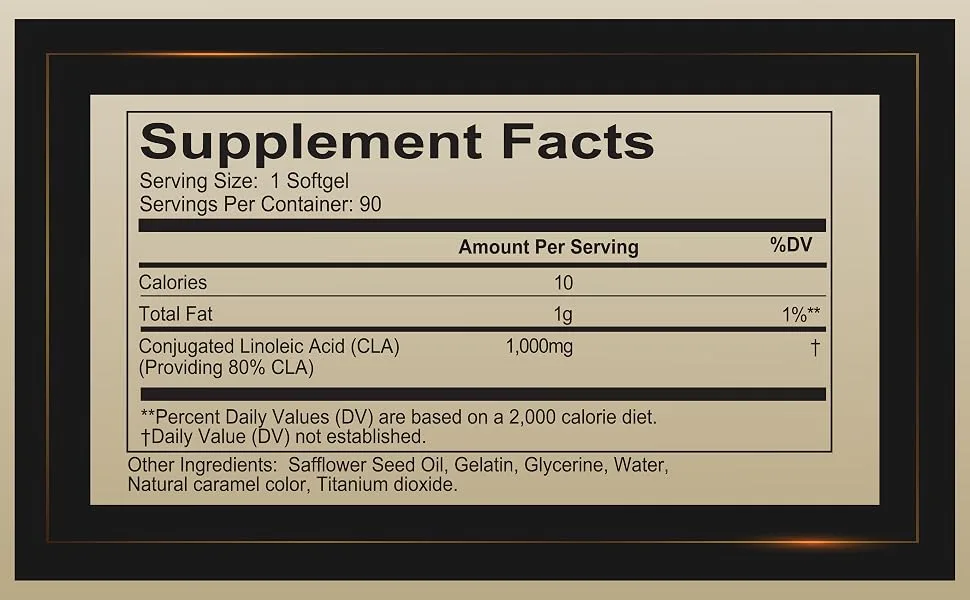 REDCON1 CLA Supplement - Helps with Weight Management, Promotes Lean Muscle, 1000mg CLA Per Serving (90 Servings) - Supplement facts