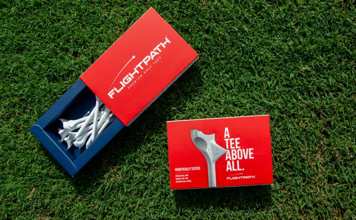 FLIGHTPATH Premium Golf Tees - Durable Plastic Golf Tees Designed to Enhance Golf Shot Distance & Precision - Robotically Tested to Reduce Ball Spin - USGA Approved Golf Equipment - masters golf merchandise brush tees golf consistent tees golf tees golf traing aids