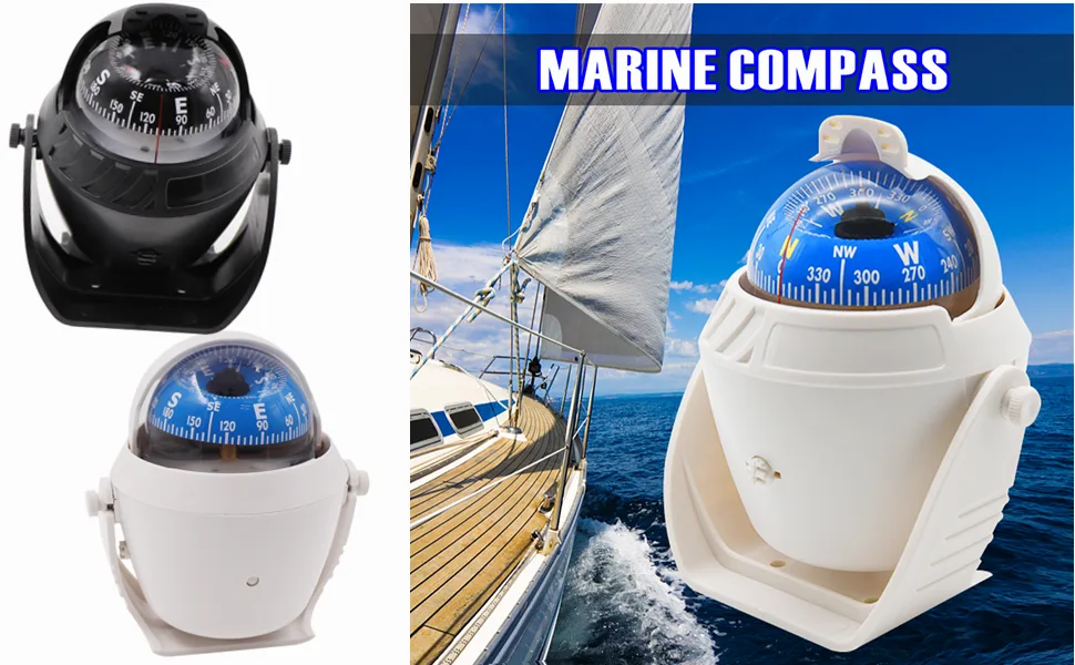 Boat Compass Flush Mount Compass, Navigation Marine Compass with Light Pivoting, Electronic Compass for Boat Car Blue - compass 1