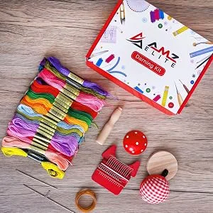 Wooden Darning Mini Loom Machine, Speedweve Sock Darning Thread Tool Kit, Darning Mushroom Egg for Mending, Complete Darning Kit with Instructions DYI by AMZ Elite - Darning Kit