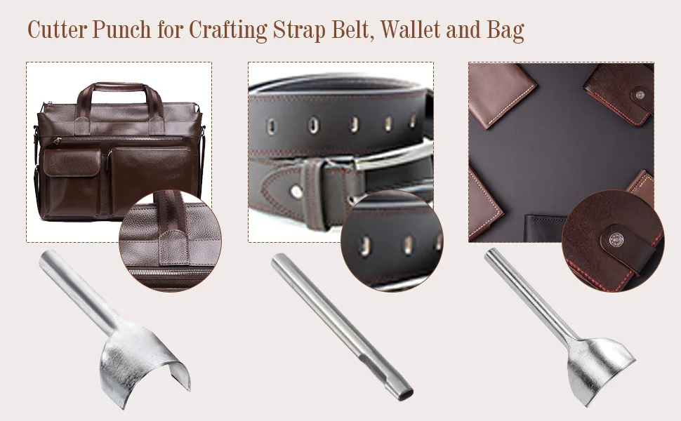 Caydo 8 Pieces Leather Tools Craft Half-Round Cutter Punch for Crafting Strap Belt, Wallet and Bag, 5-40 mm - Caydo 8 Pieces Leather Tools Craft Half-Round Cutter Punch