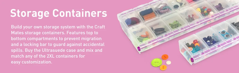CRAFT MATES Bead Organizer and Plastic Storage Containers for Crafts, Buttons, Pins and More, 56 Locking Compartments, Clear Lids 56 Compartment Case - craft mates storage containers description