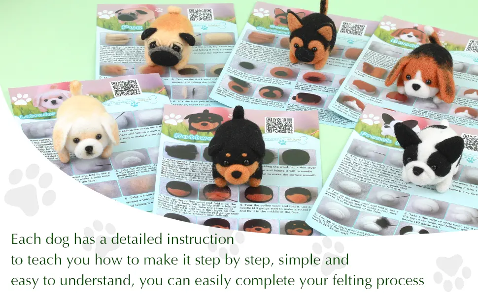 DUKOIPP Needle Felt Starter Kit, Needle Felt Supplies, Wool Felt (Includes Keychain), Needle Felt Pads, Felt Needles, DIY Craft Animal Decor Scissors for Gifts, and Material Instructions - Needle Felt Set 6