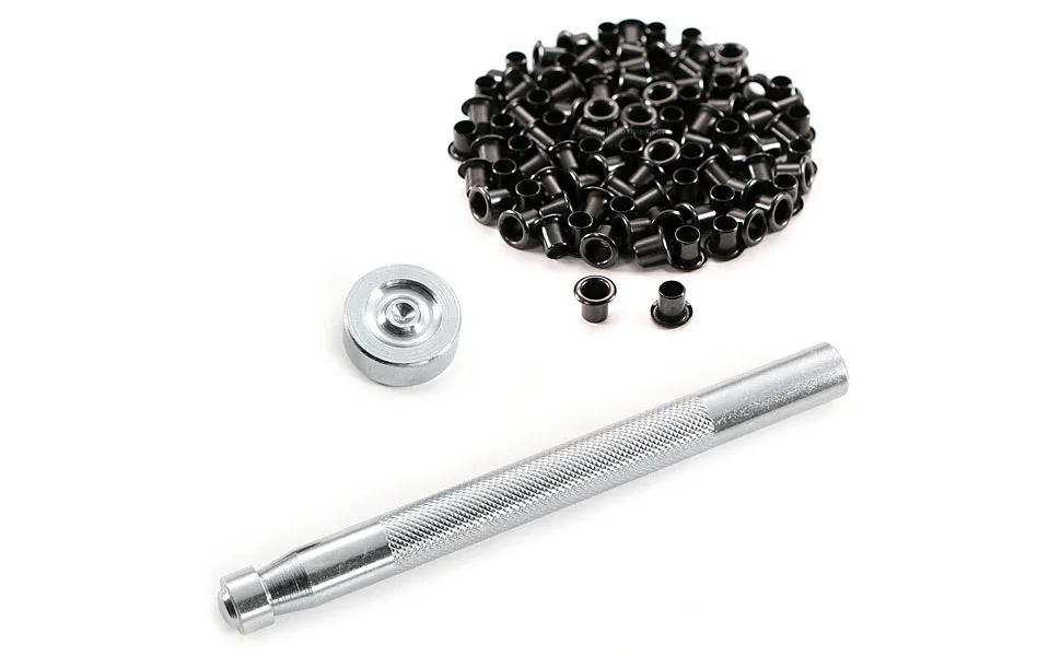 Eyelet Hand Setter (#6) + 100 (#6-9 Black Eyelets) - Value Combo Kit - for Kydex Holster Making & Hobby Eyelet Hand Setter (#6) + (100) #6-9 Black Eyelets - eyelets and flaring tools