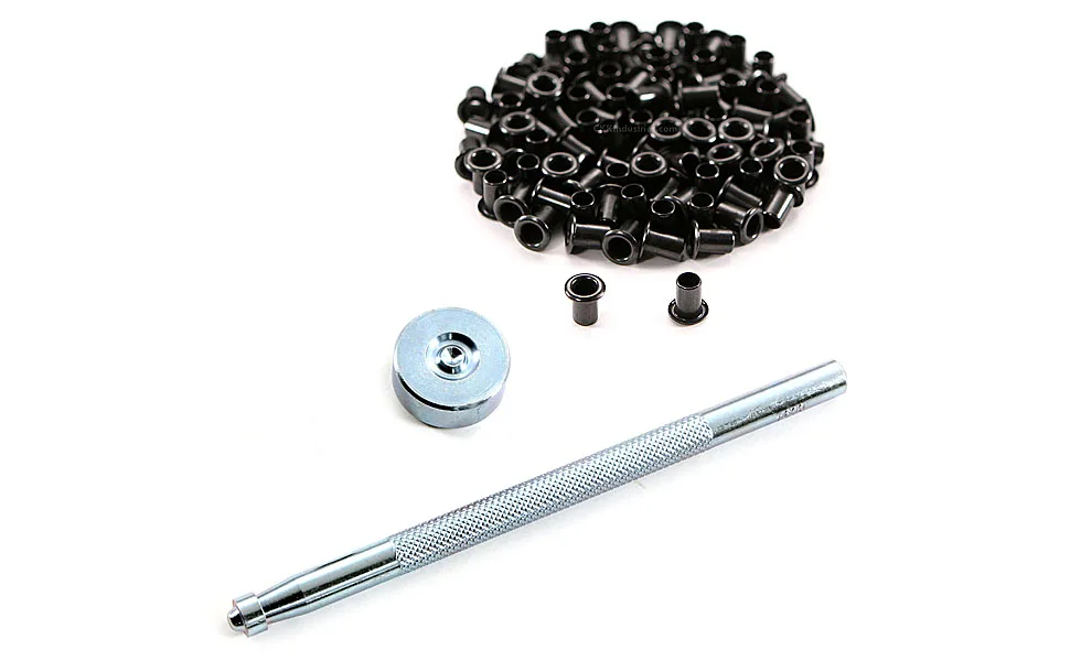 Eyelet Hand Setter (#6) + 100 (#6-9 Black Eyelets) - Value Combo Kit - for Kydex Holster Making & Hobby Eyelet Hand Setter (#6) + (100) #6-9 Black Eyelets - eyelets for holster making