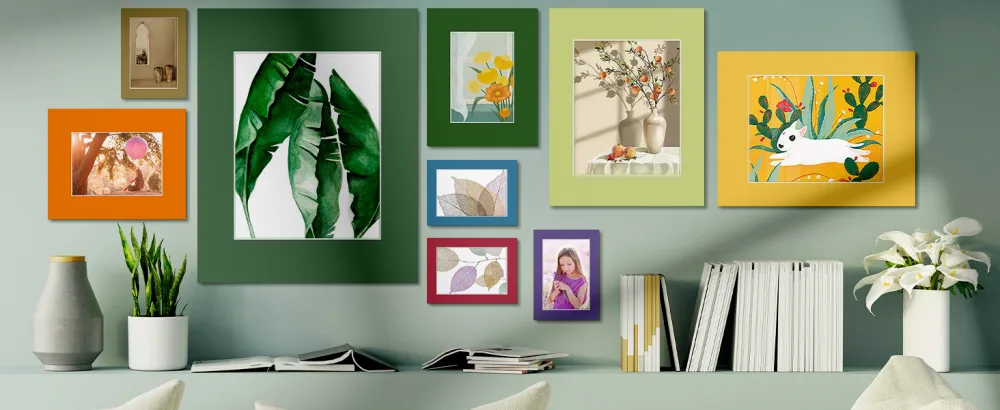 Mat Board Center, Pack of 10 11x14 Mixed Colors White Core Picture Mats for 8x10 Photos - mats
