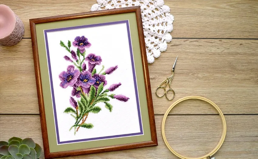American Bellflower Counted Cross Stitch Kit - Flower DIY Embroidery Set American Bell-Flower - Counted cross stitch may Lily flower