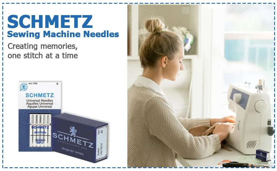 50 Schmetz Universal Sewing Machine Needles -  Assorted Sizes - Box of 5 Cards - SCHMETZ Agujas para máquina de coser que crean recuerdos de una puntada a la vez