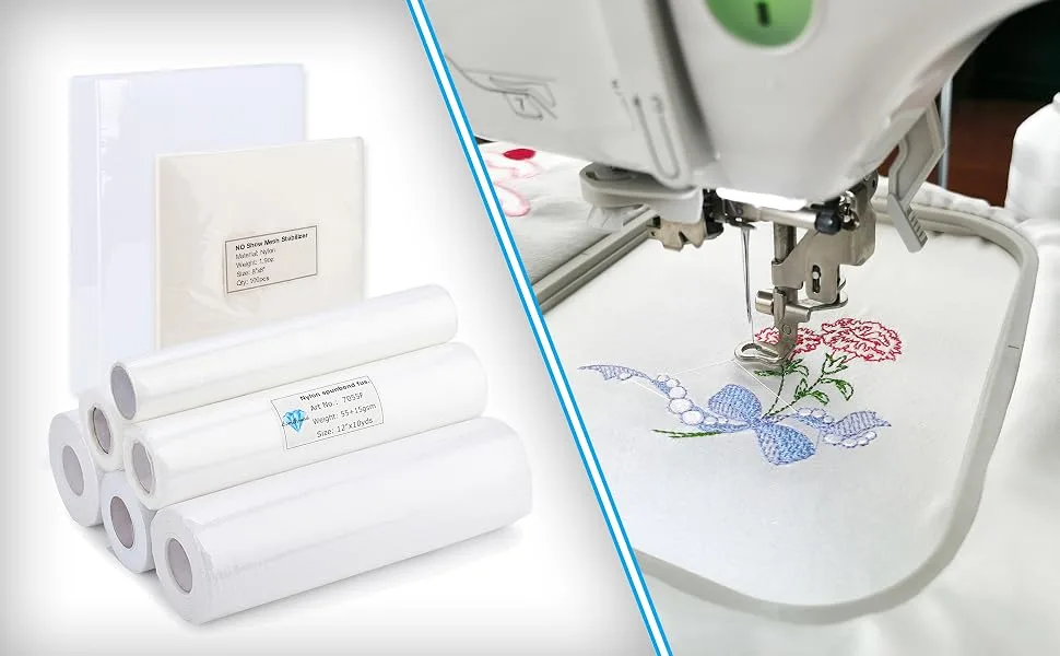Simthread Tear Away Embroidery Stabilizer Backing - 1.8 Ounces Medium Weight 12" x 20M/Roll (21.8Y) for Machine Embroidery 12"x20M Roll - Simthread Stabilizers
