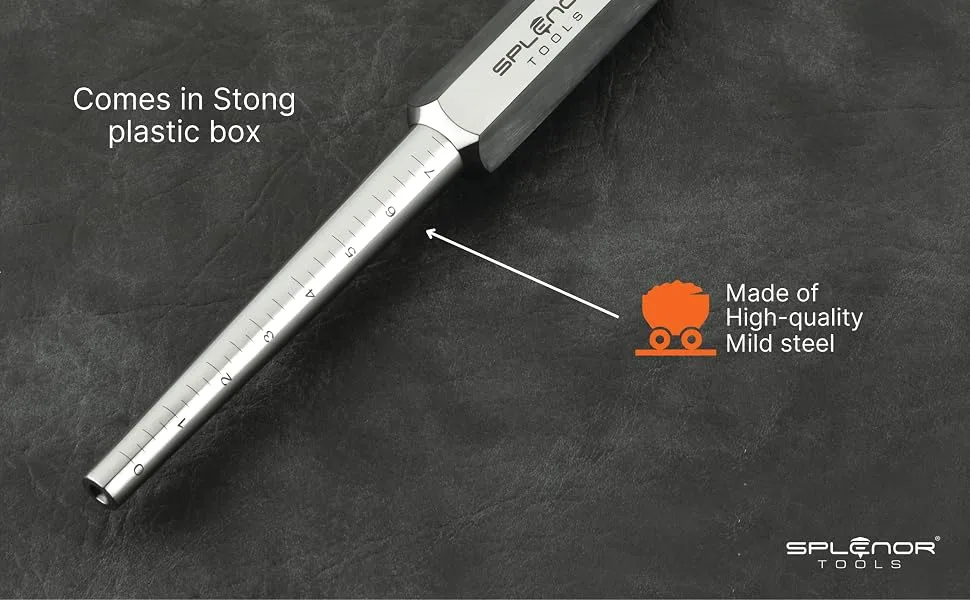SPLENOR TOOLS 13" Solid Steel Ring Sizing Mandrel for Measuring & Forming Rings - Jewelry Making & Measuring Tool - Ring Sizer Steel 0-15 Ungrooved - STEEL RING MANDREL 0-15