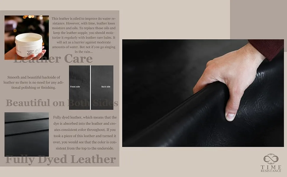 Full Grain Vegetable Tanned Tooling Leather Square 3mm (7-8oz) Thick Pre-Cut Cowhide Leather Sheet for Leather Crafting (6 x 12 in, Black) 6 x 12 in Black - leather