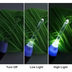 Lighted Crochet Hooks Set- Rechargeable Crochet Hook with Latest Case, 9 in 1 Interchangeable Heads Light Crochet Hooks with Accessories blue - light