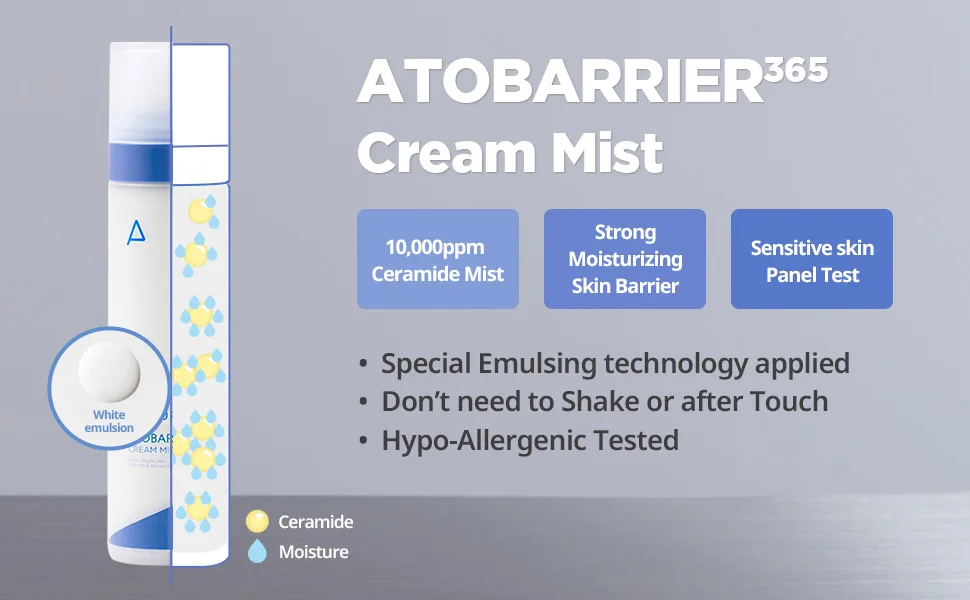 AESTURA ATOBARRIER365 CERAMIDE Cream Mist | Long Lasting Moisturizing Face Serum Mist with Ceramide | 4.05 oz, 120ml - ATOBARRIER365 Cream Mist