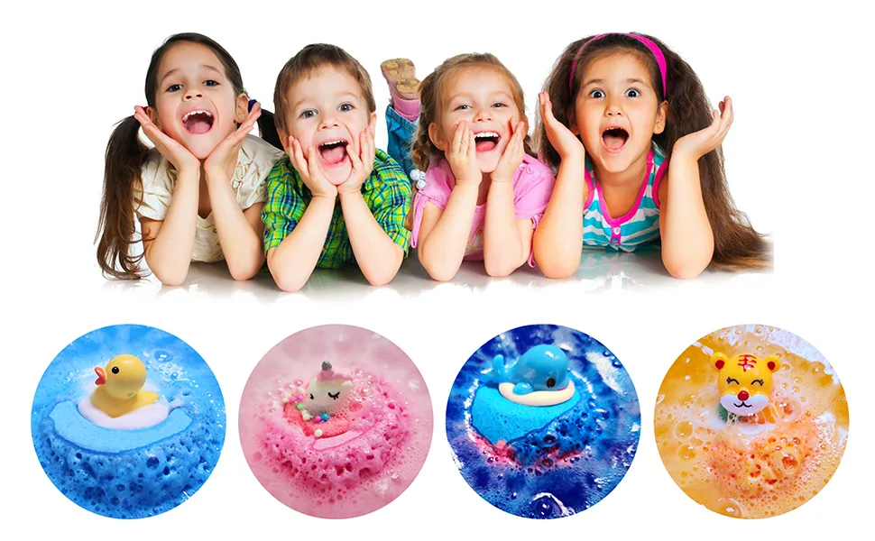 Aofmee Bath Bombs for Kids, Handmade Natural Bath Bombs with Surprise Inside, Shea Cocoa Butter Moisturize, Spa Fizzies Bath Bomb Kit, Birthday Christmas Holiday Gifts for Women, Girls, Boys 6 Cute Bath Bombs - bath bombs for boys