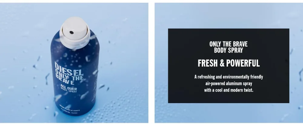 Diesel Only The Brave All Over Deodorizing Body Spray - A refreshing and air-powered aluminum spray
