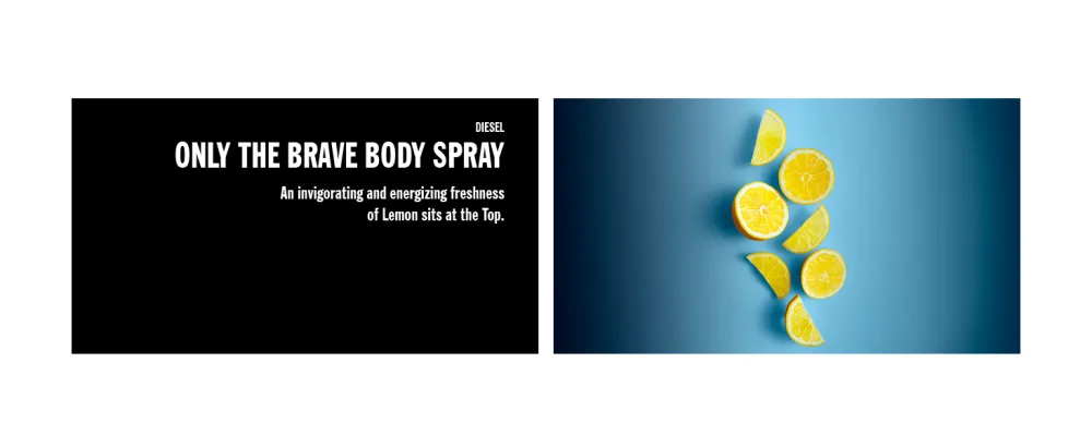 Diesel Only The Brave All Over Deodorizing Body Spray - an invigorating and energizing freshness of lemon sits at the top